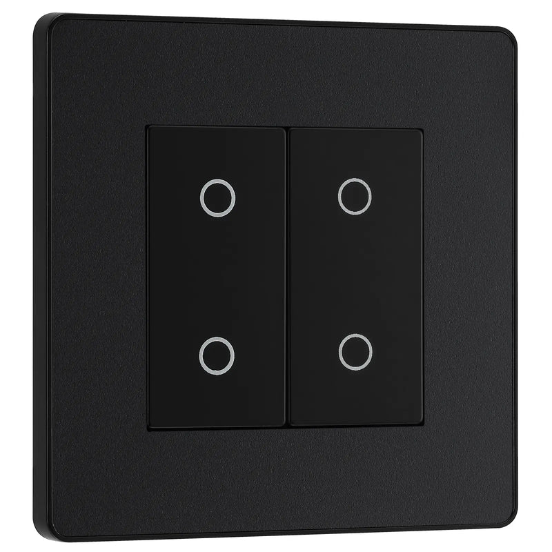 BG Electrical Evolve Matt Black - Double, 2 way touch, 200W, master