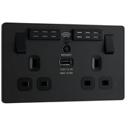 BG Electrical Evolve Matt Black - Double, switched, single pole, WiFi Extender + USB A