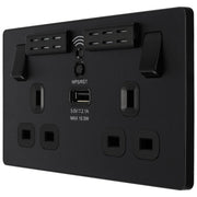 BG Electrical Evolve Matt Black - Double, switched, single pole, WiFi Extender + USB A