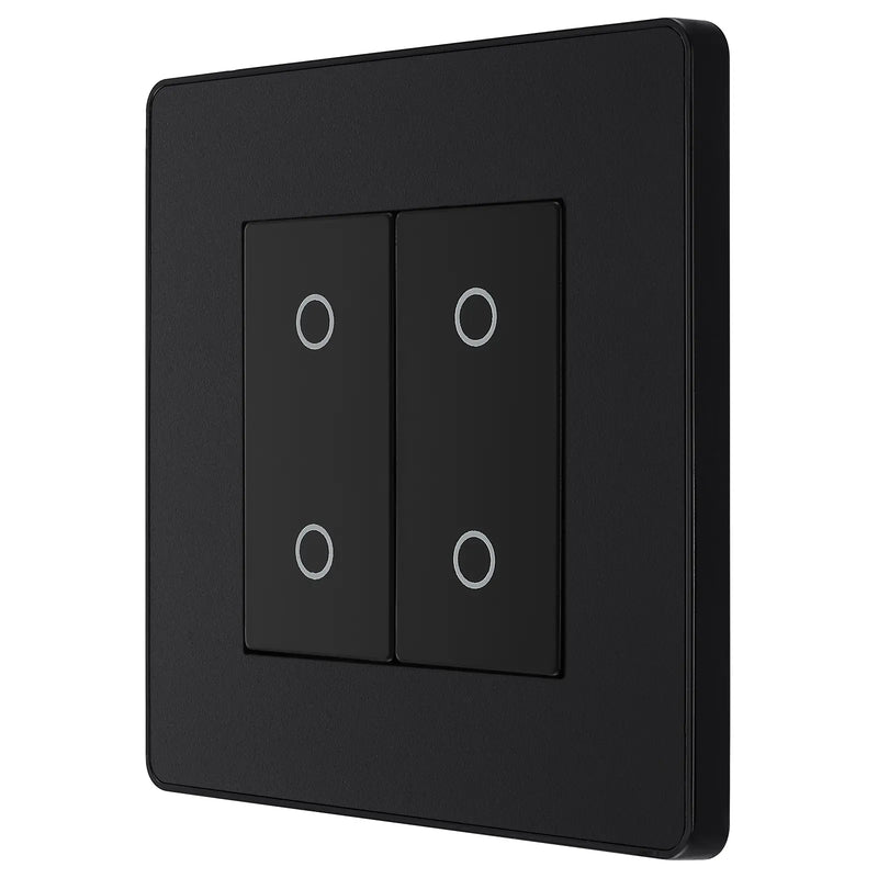 BG Electrical Evolve Matt Black - Double, 2 way touch, 200W, secondary