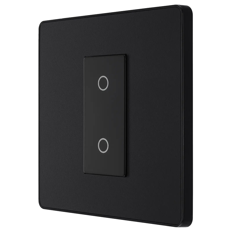 BG Electrical Evolve Matt Black - Single, 2 way touch, 200W, secondary