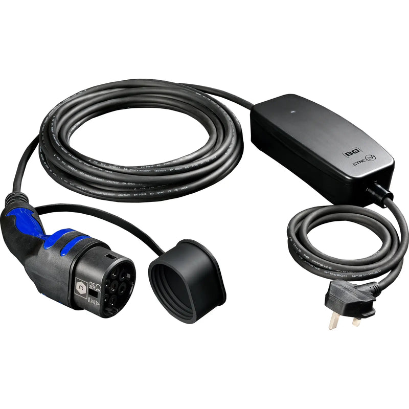 Sync Energy EV Cables - EV Charging Cable, Mode 2, 3 Pin UK Plug to EV Type 2 - 5 Metres