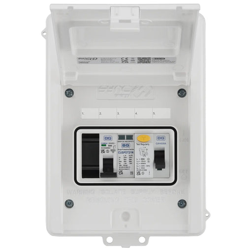 Sync Energy EV Circuit Protection - 5 Module EV Consumer Unit 40A with RCD, SPD, MCB, IP65 - White
