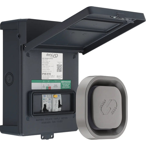 Sync Energy Link EV - Link EV Charger Recessed and Surface Socket 7.4kW with Metal Control Box - Wi-Fi / LAN Connection