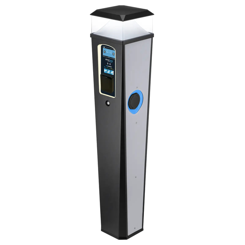 Sync Energy Pro Charger - EV Twin Bollard Pro Charger with Light 2 x 7.4kW, Single Phase - 4G, MID Meter with Pay Terminal