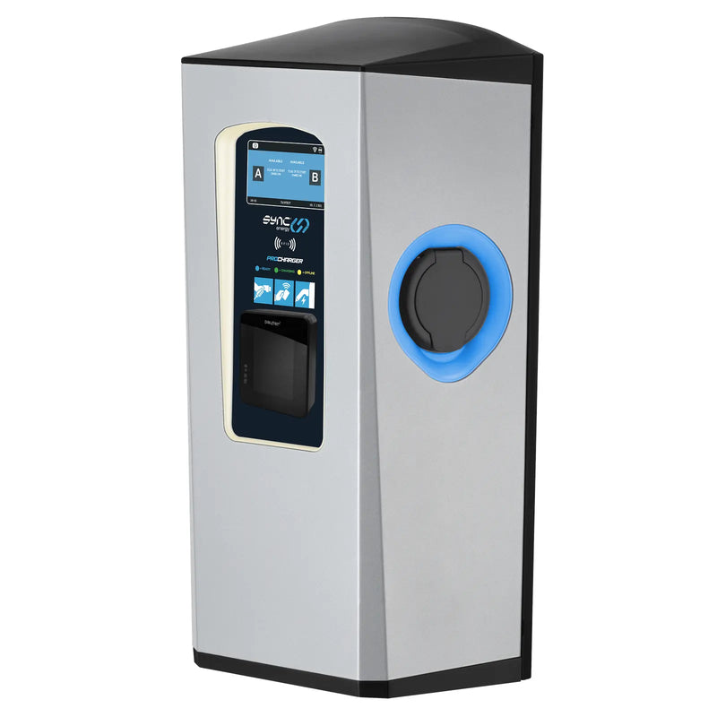 Sync Energy Pro Charger - EV Twin Wall Pro Charger, Single Phase, 2 x 7.4kW - 4G, MID Meter with Pay Terminal