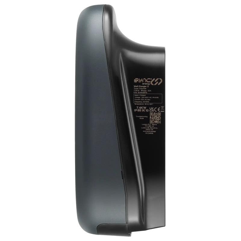 Sync Energy Wall Chargers - EV Socketed Wall Charger 2, Mode 3, 7.4kW - Wi-Fi, Ethernet, 4G, RFID