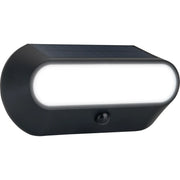 Luceco Ext Residential - Carina Decorative Oval Outdoor Solar Bulkhead Wall Light with PIR Motion Sensor, LED Exterior Lighting, Black, IP54, 5W, 470lm, 4000K