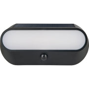 Luceco Ext Residential - Carina Decorative Oval Outdoor Solar Bulkhead Wall Light with PIR Motion Sensor, LED Exterior Lighting, Black, IP54, 5W, 470lm, 4000K