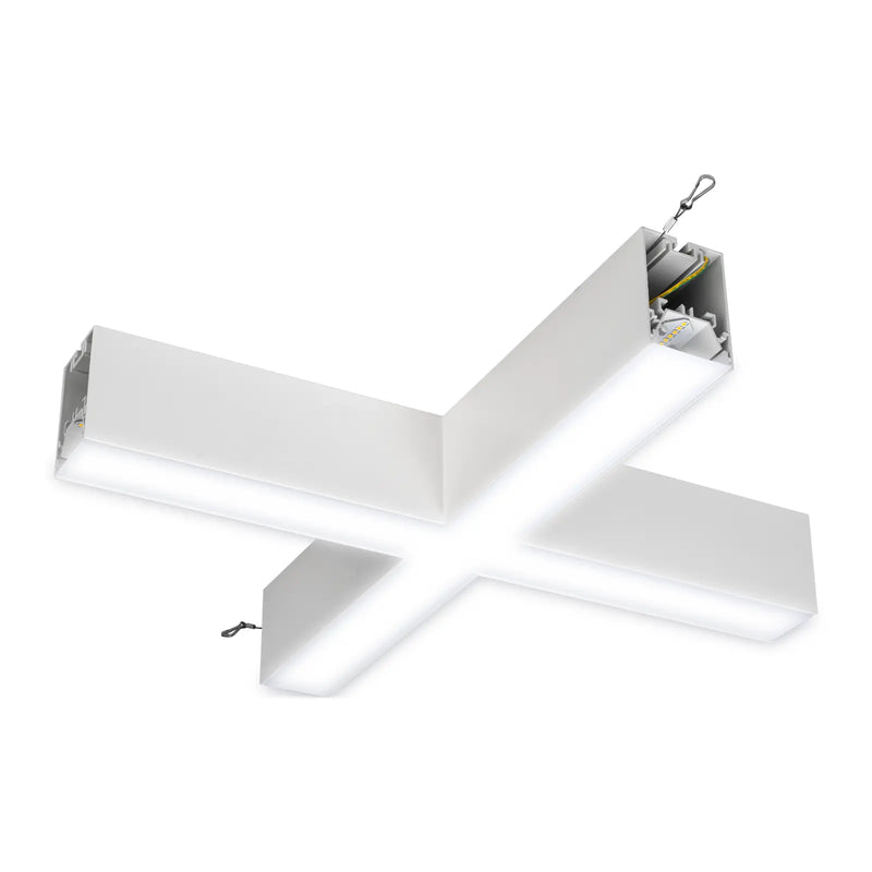 Luceco Contour Suspended - Contour 568mm suspended X connector module 1200lumens with fixed output driver finished in white