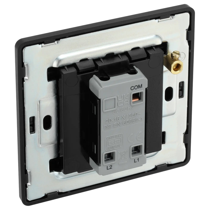 BG Electrical Evolve Black Chrome - Single, 2 way switch, edge rocker