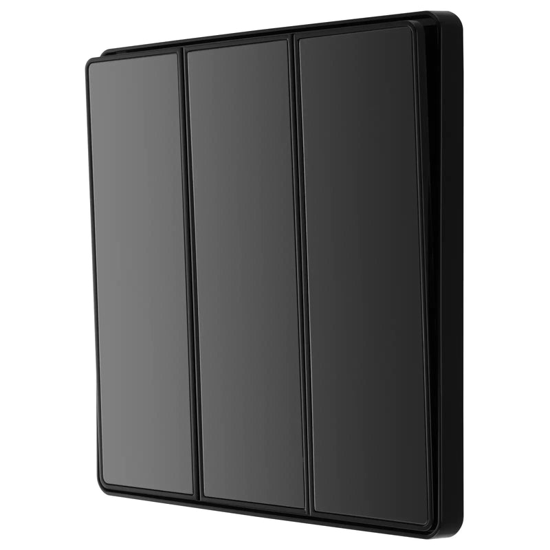 BG Electrical Evolve Black Chrome - Triple, 2 way switch, edge rocker