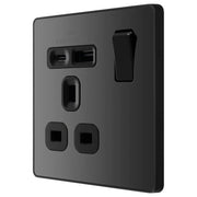 BG Electrical Evolve Black Chrome - Single, switched, single pole, with 1 x USB A + 1 x USB C