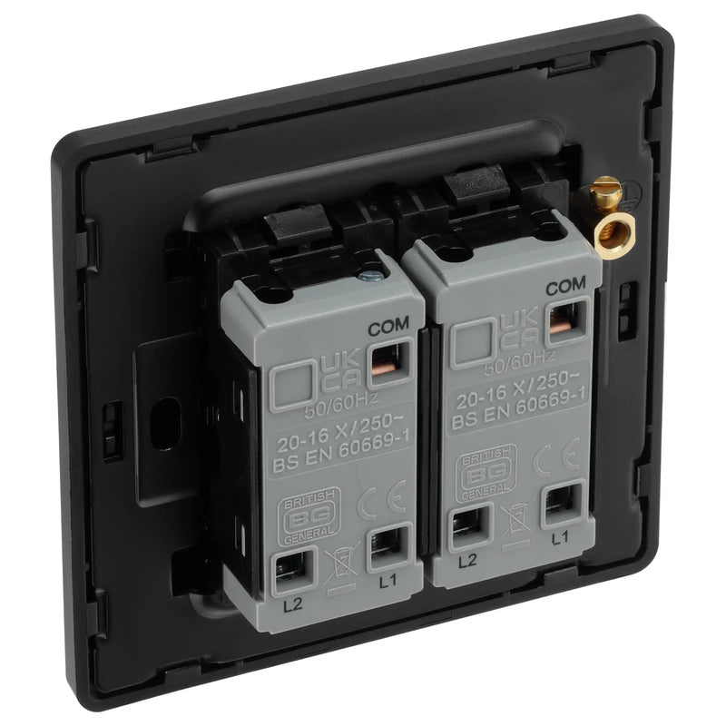 BG Electrical Evolve Matt Blue - Double, 2 way switch, edge rocker