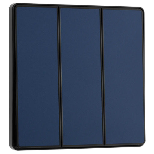 BG Electrical Evolve Matt Blue - Triple, 2 way switch, edge rocker