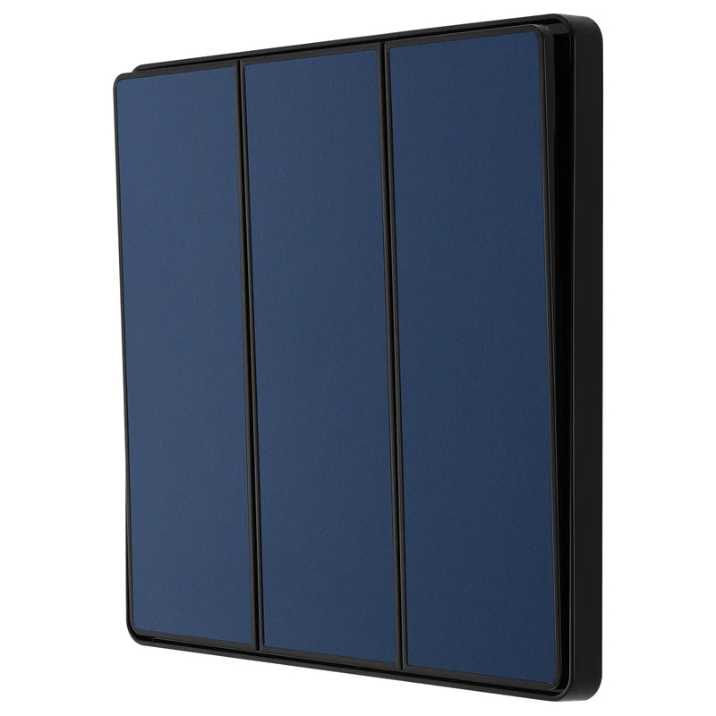BG Electrical Evolve Matt Blue - Triple, 2 way switch, edge rocker