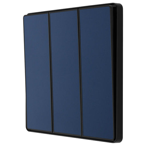 BG Electrical Evolve Matt Blue - Triple, 2 way switch, edge rocker