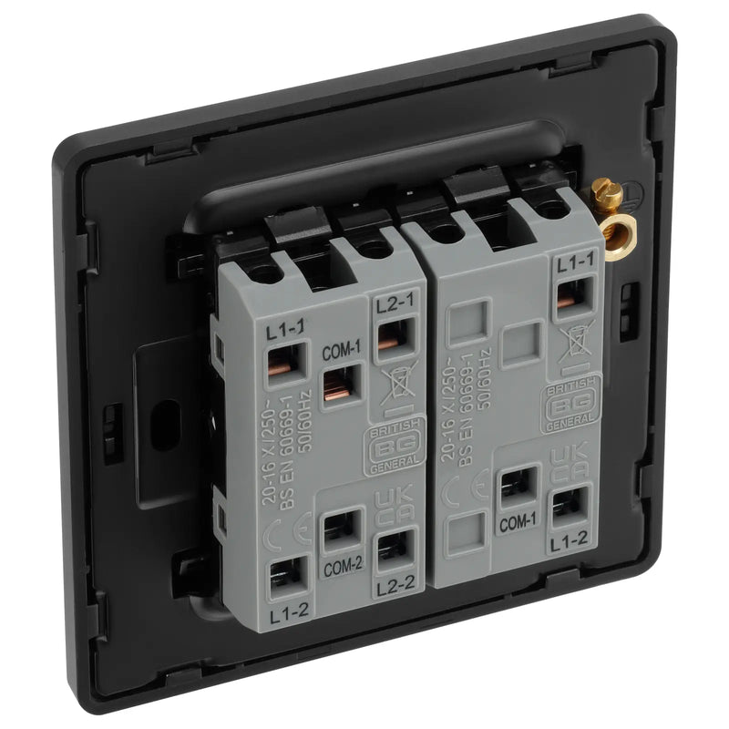 BG Electrical Evolve Matt Blue - Triple, 2 way switch, edge rocker