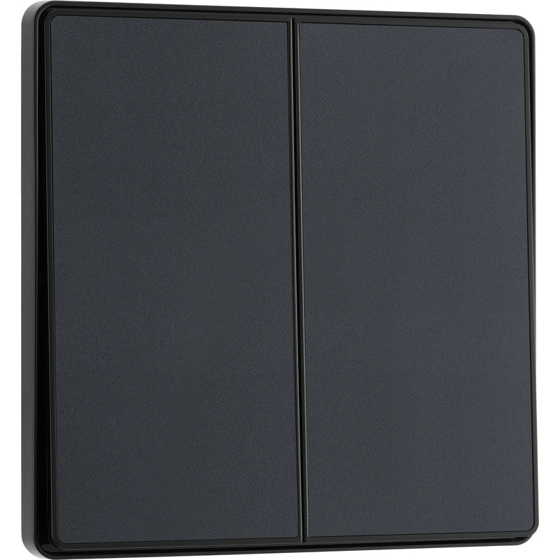 BG Electrical Evolve Matt Grey - Double, 2 way switch, edge rocker