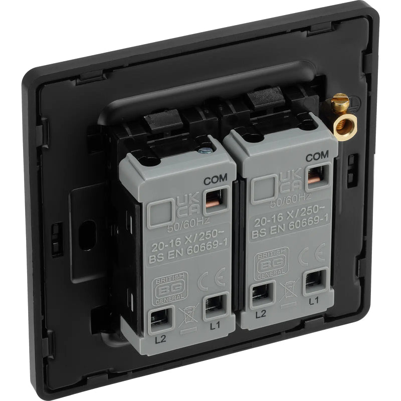 BG Electrical Evolve Matt Grey - Double, 2 way switch, edge rocker