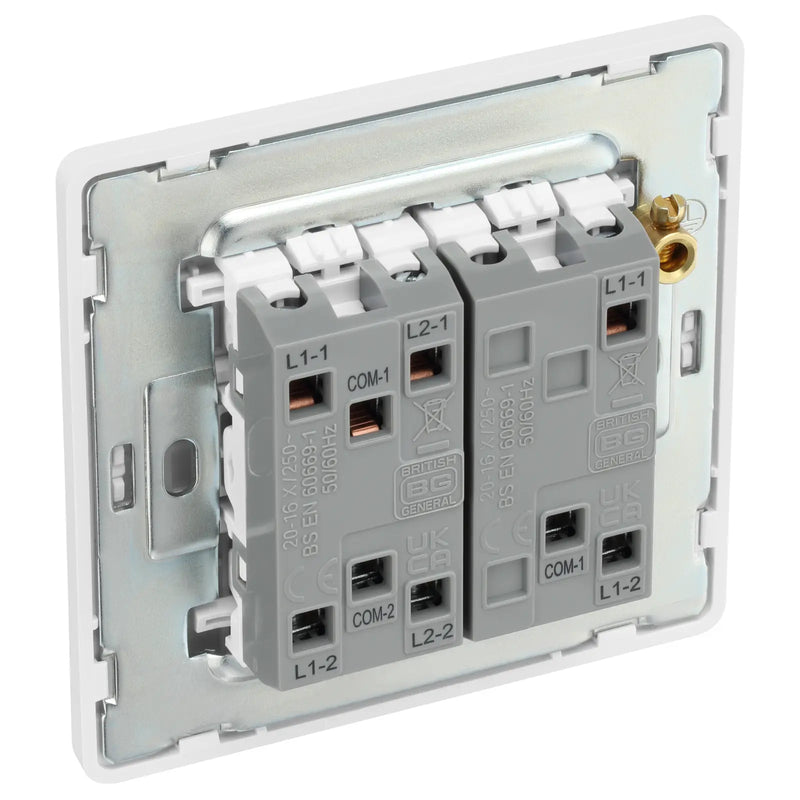BG Electrical Evolve Pearlescent White - Triple, 2 way switch, edge rocker