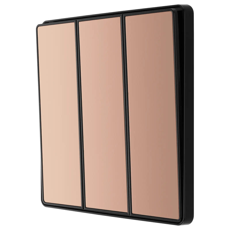 BG Electrical Evolve Polished Copper - Triple, 2 way switch, edge rocker