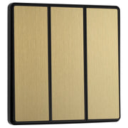BG Electrical Evolve Satin Brass - Triple, 2 way switch, edge rocker