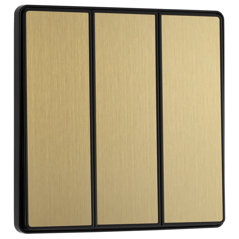 BG Electrical Evolve Satin Brass - Triple, 2 way switch, edge rocker
