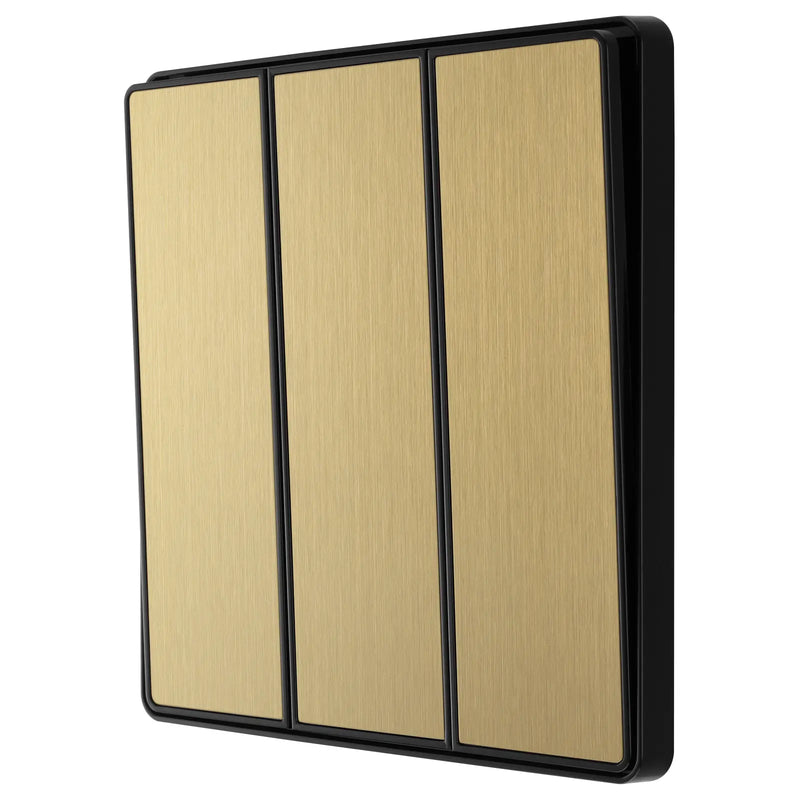 BG Electrical Evolve Satin Brass - Triple, 2 way switch, edge rocker