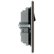 BG Electrical Flatplate Screwless Black Nickel - Single, switched, single pole, with 1 x USB A + 1 x USB C