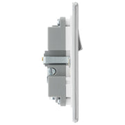 BG Electrical Flatplate Screwless Brushed Steel - Single, switched, single pole, with 1 x USB A + 1 x USB C