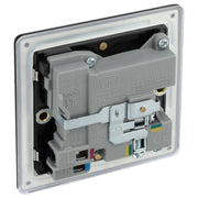 BG Electrical Flatplate Screwless Matt Black - Single, switched, single pole, with 1 x USB A + 1 x USB C
