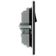 BG Electrical Flatplate Screwless Matt Black - Single, switched, single pole, with 1 x USB A + 1 x USB C