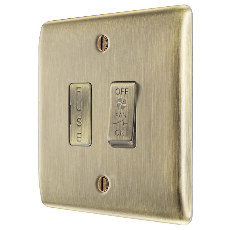 BG Electrical Nexus Metal Antique Brass - Triple pole, fused, fan isolator