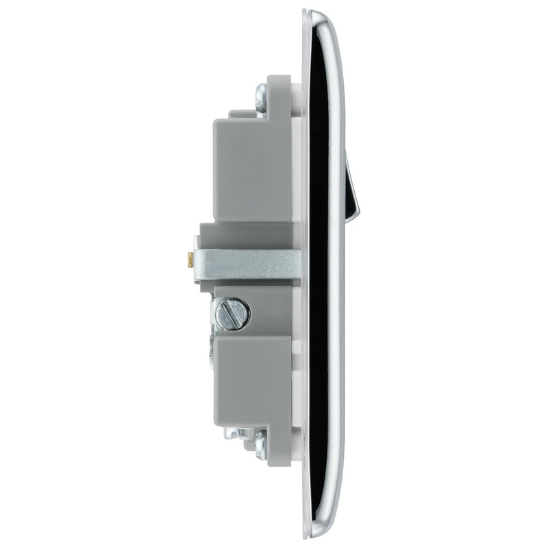 BG Electrical Nexus Metal Polished Chrome - Single, switched, single pole, with 1 x USB A + 1 x USB C