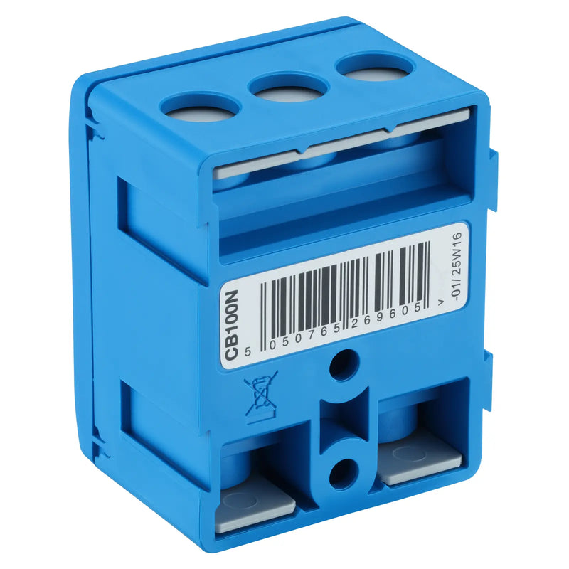 BG Circuit Protection Cp Connectors - 100A 5 Way Connector Block - Neutral - Blue
