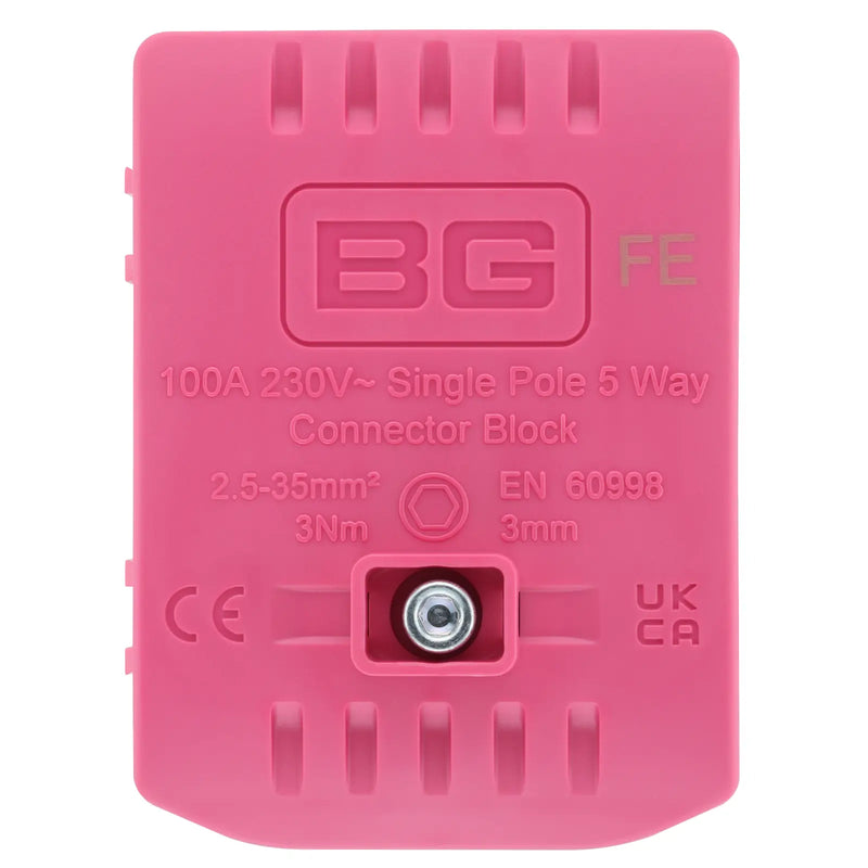 BG Circuit Protection Cp Connectors - 100A 5 Way Connector Block - Functional Earth - Pink