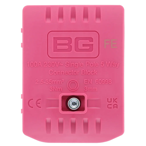 BG Circuit Protection Cp Connectors - 100A 5 Way Connector Block - Functional Earth - Pink