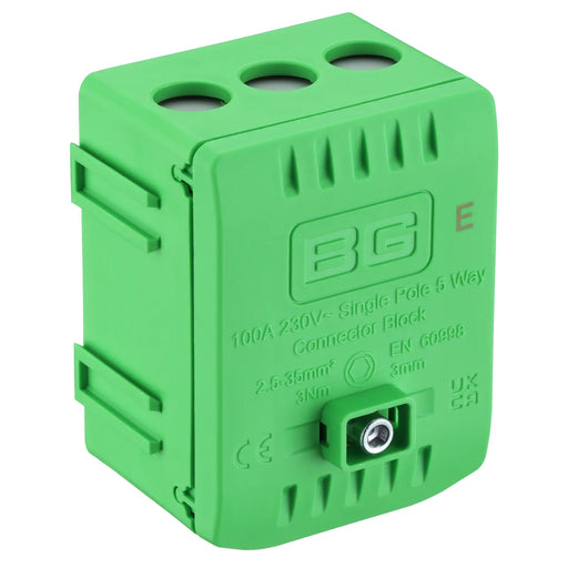 BG Circuit Protection Cp Connectors - 100A 5 Way Connector Block - Earth - Green