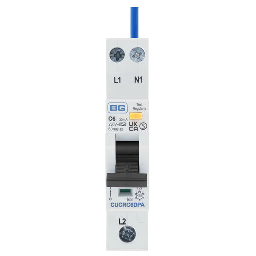 BG Circuit Protection RCBO - Bidirectional 6A C Curve RCBO Type A 2P 1 Module