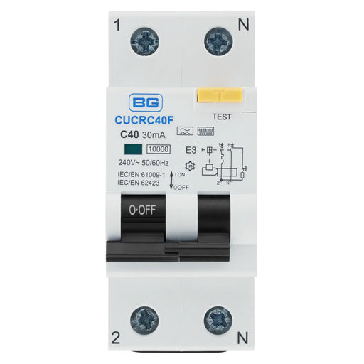 BG Circuit Protection RCBO - Bidirectional 40A C Curve RCBO Type F 2P