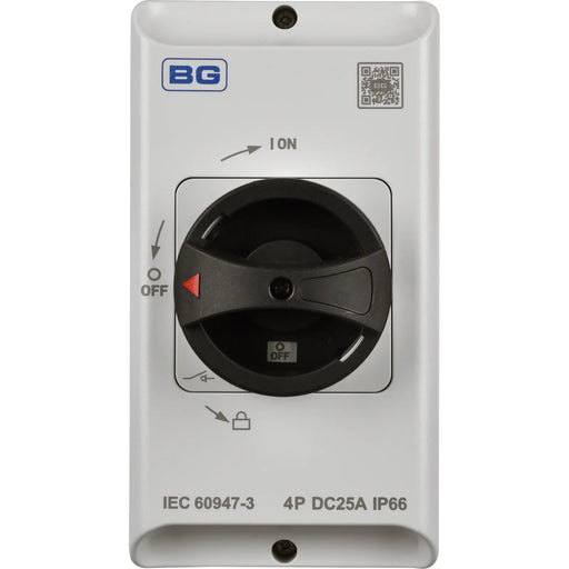 BG Circuit Protection Rotary Dc Isolator 4 Pole - 25A, 4-Pole DC, Rotary Isolator