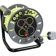 Masterplug Pro XT - 25m, 4 Sockets, 13A, Grey + Green