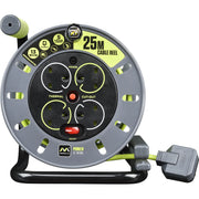 Masterplug Pro XT - 25m, 4 Sockets, 13A, Grey + Green