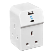 Masterplug USB - 3 Sockets, 10.5W USB A + C, White