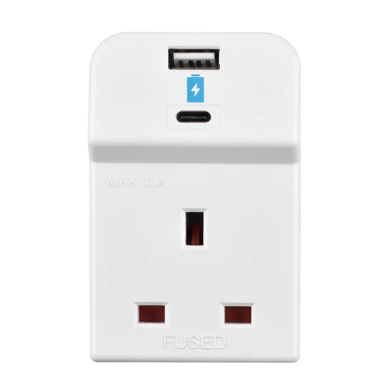 Masterplug USB - 3 Sockets, 10.5W USB A + C, White