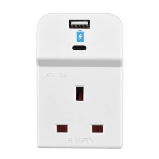 Masterplug USB - 3 Sockets, 10.5W USB A + C, White