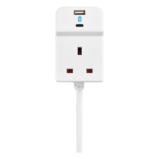 Masterplug USB - 3 Sockets, 2m, 2 x USB A + C 10.5W, 13A, White