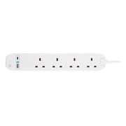 Masterplug USB - USB A + C 10.5W, 4 Sockets, 1m, 13A, White