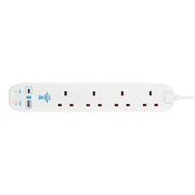 Masterplug USB - USB A + C 10.5W, 4 Sockets, 2m, 13A, White